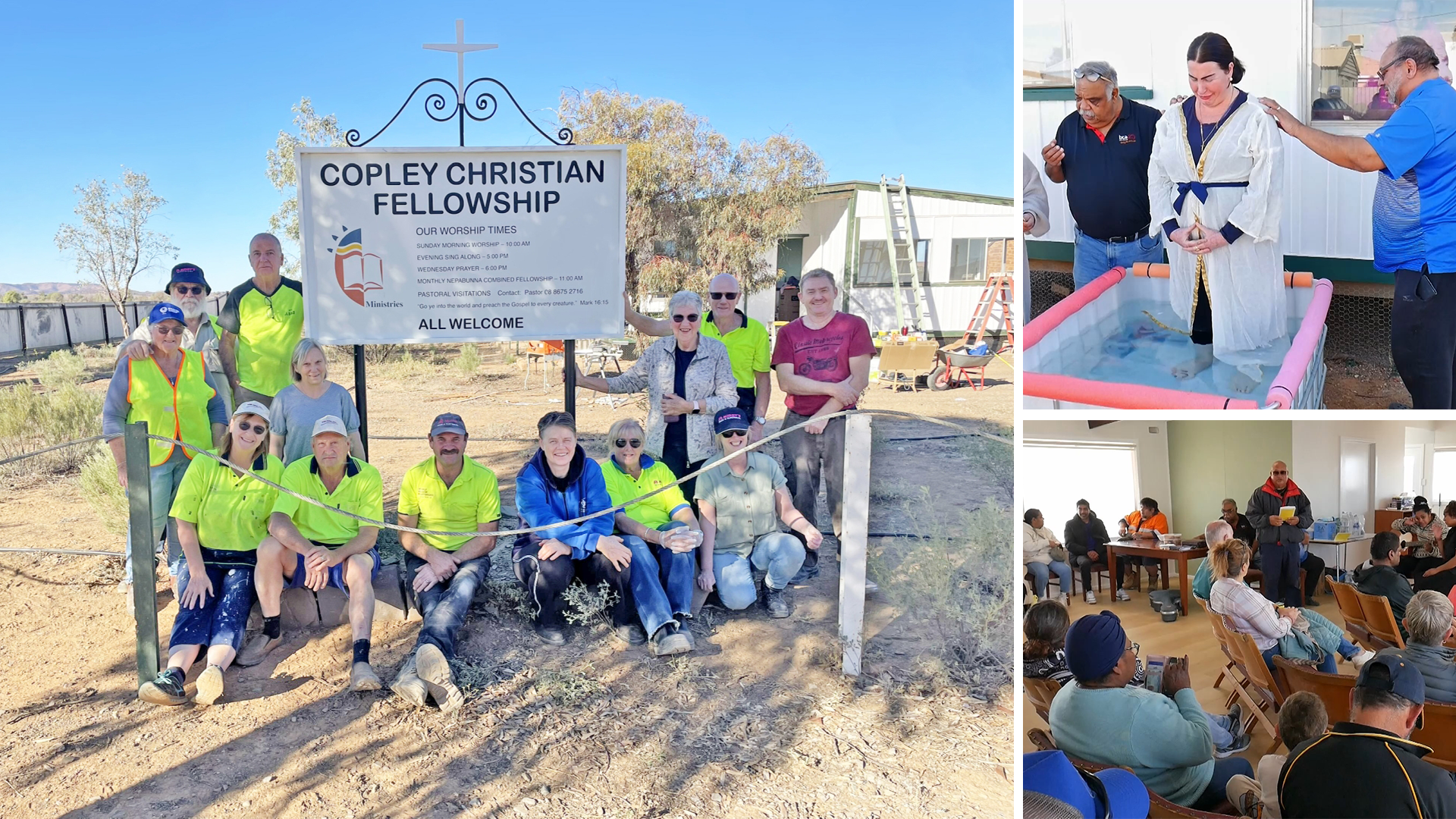 The MMM team at Copley, the reopening service baptism and service